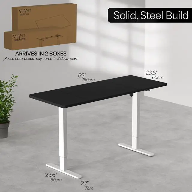 Alt view image 6 of 7 - VIVO Electric 60 x 24 Stand Up Desk | Light Wood Table Top, White Frame