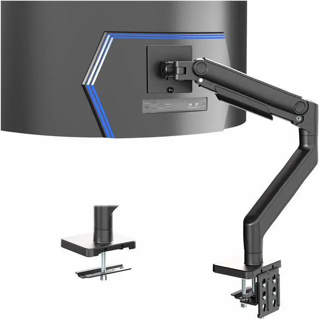 Main image of VIVO Black Pneumatic Arm Computer Monitor Desk Mount, Fits Ultrawides up to 49", (STAND-V101V)