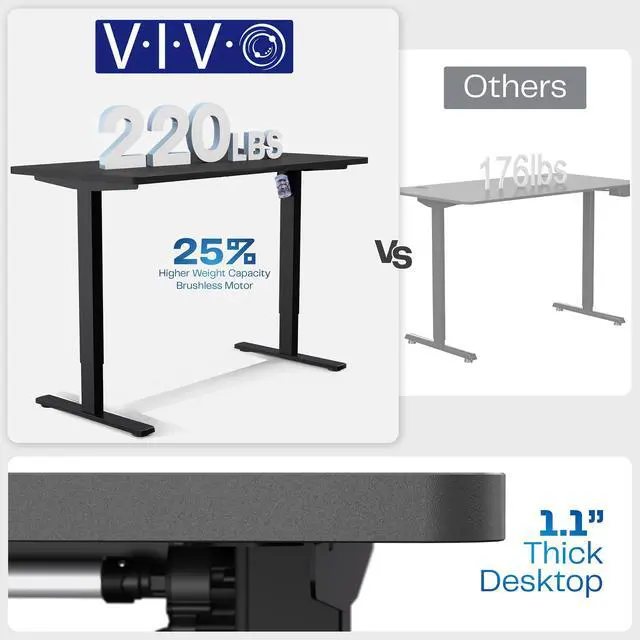 Alt view image 5 of 7 - VIVO Electric 60 x 24 Stand Up Desk | Light Wood Table Top, Black Frame