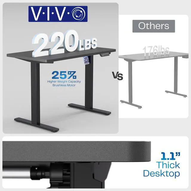 Alt view image 5 of 7 - VIVO Electric 43 x 24 Stand Up Desk | Reclaimed Wood Table Top, Black Frame