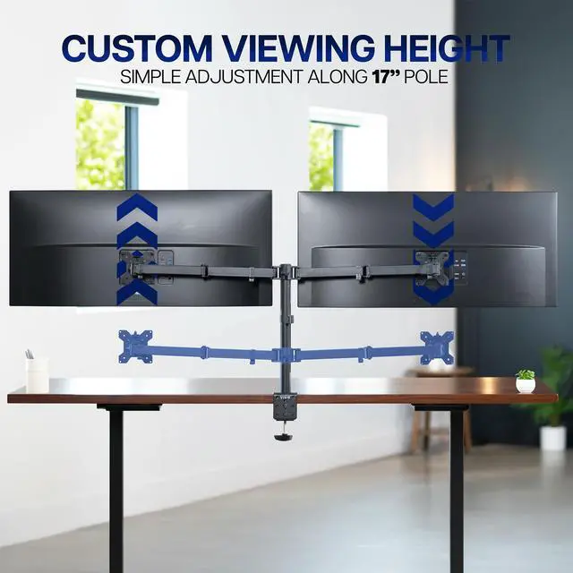 Alt view image 5 of 7 - VIVO Black Dual Monitor Adjustable Desk Mount, Fits Ultrawide Screens up to 38"