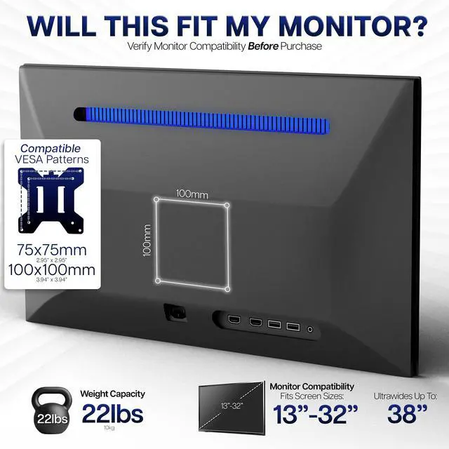 Alt view image 7 of 7 - VIVO White Single Monitor Tall Adjustable Mount, Fits Computer Screens up to 27"