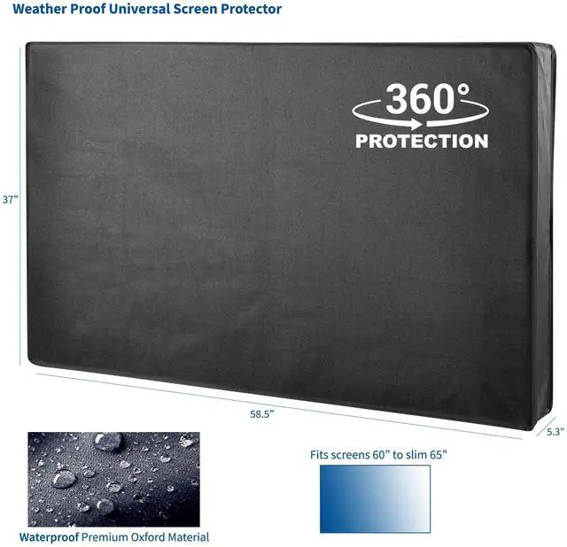 Alt view image 2 of 7 - Black Screen Cover for 60" to slim 65" TV, Outdoor Waterproof Weather Resistant