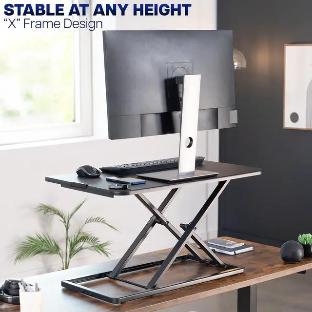 Alt view image 5 of 7 - VIVO Economy Height Adjustable 29" Standing Desk Sit Stand Desktop Monitor Riser