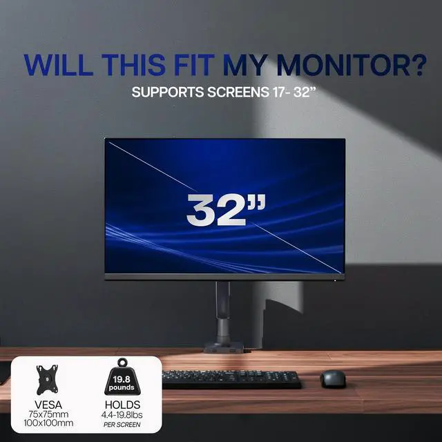 Alt view image 6 of 7 - Single Monitor Mechanical Spring Desk Mount Stand, Fits Computer Screens to 32"