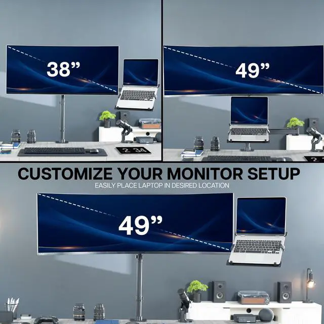 Alt view image 5 of 7 - VIVO Single Ultrawide Monitor + Single Laptop Desk Mount, Up to 49 inch Screens