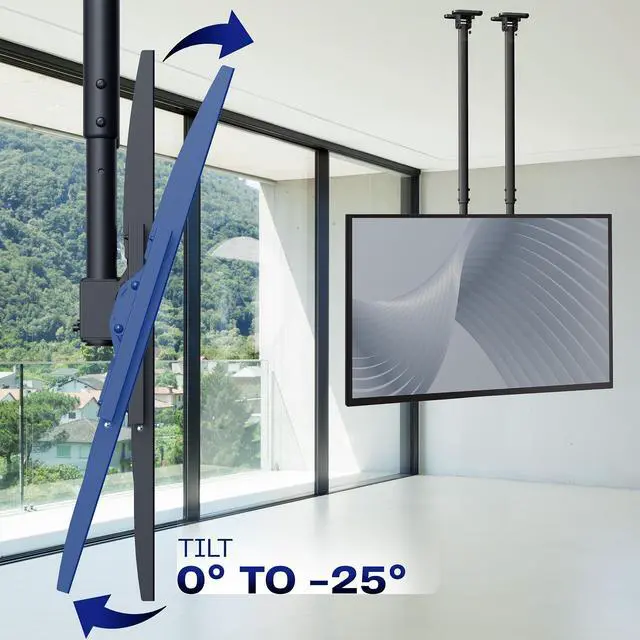 Alt view image 7 of 7 - VIVO Extending Large Ceiling TV Mount, 60 to 120 inch Screens, Dual 10ft Poles