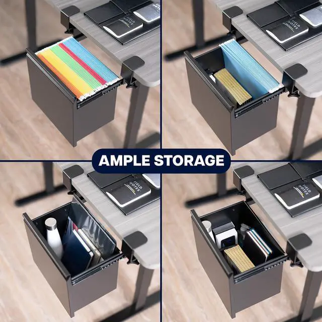 Alt view image 7 of 7 - VIVO Black Clamp-on Filing Cabinet, Large Storage Drawer for Letter Size Files