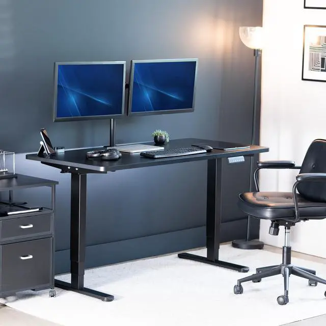 Alt view image 3 of 7 - VIVO Electric 55" x 28" Stand Up Desk, Black Table Top, Black Frame