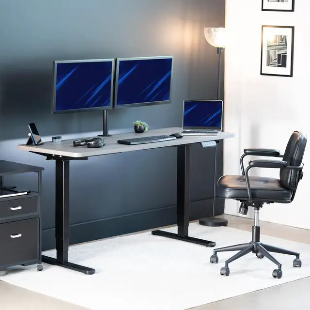 Alt view image 3 of 7 - VIVO Electric 60" x 24" Stand Up Desk, Dark Gray Table Top, Black Frame