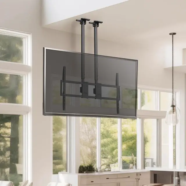 Alt view image 2 of 7 - VIVO Extending Large Ceiling TV Mount, 60 to 120 inch Screens, Dual 5.5ft Poles