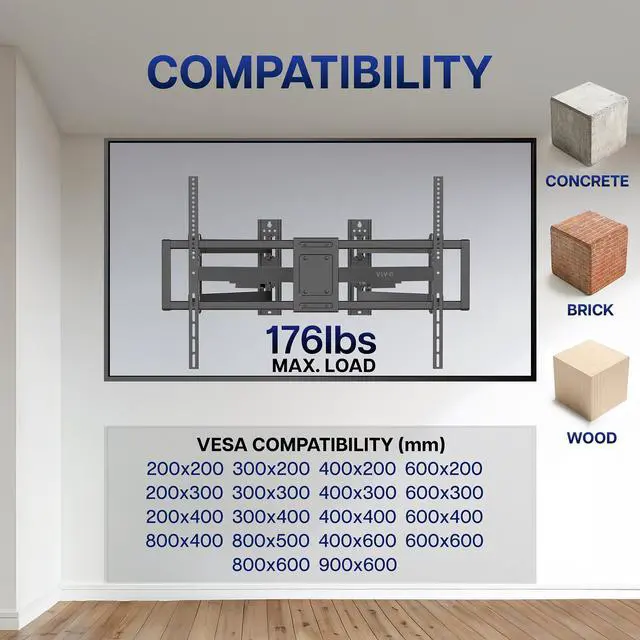 Alt view image 3 of 7 - VIVO Full Motion Corner Wall TV Mount Bracket for 46" to 100" Flat Screens