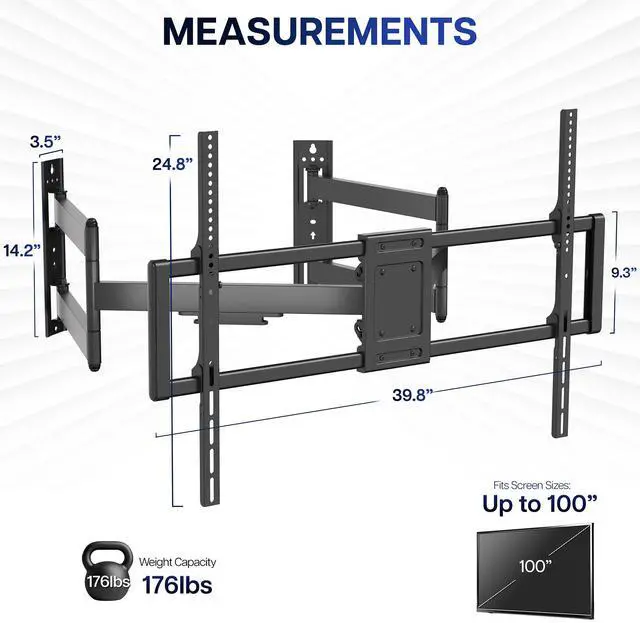 Alt view image 4 of 7 - VIVO Full Motion Corner Wall TV Mount Bracket for 46" to 100" Flat Screens