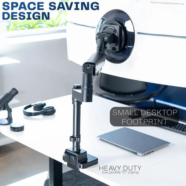 Alt view image 5 of 7 - VIVO Black Heavy Duty Pneumatic Single Ultrawide Computer Monitor Arm Desk Mount