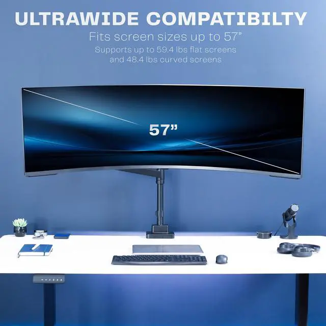 Alt view image 6 of 7 - VIVO Black Heavy Duty Pneumatic Single Ultrawide Computer Monitor Arm Desk Mount