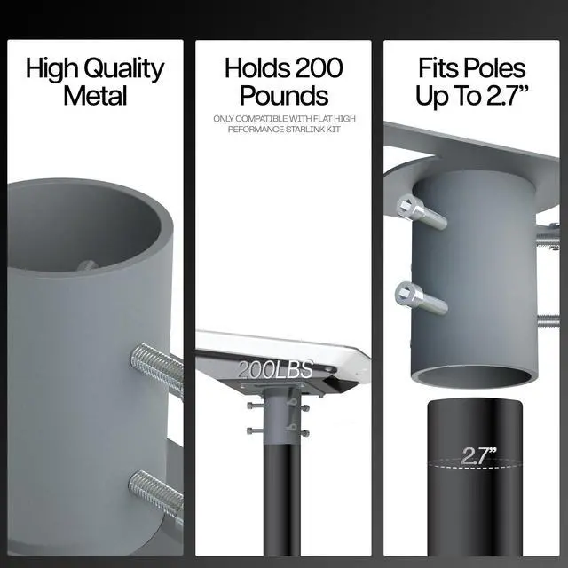 Alt view image 3 of 7 - VIVO Pole Adapter Designed for Starlink