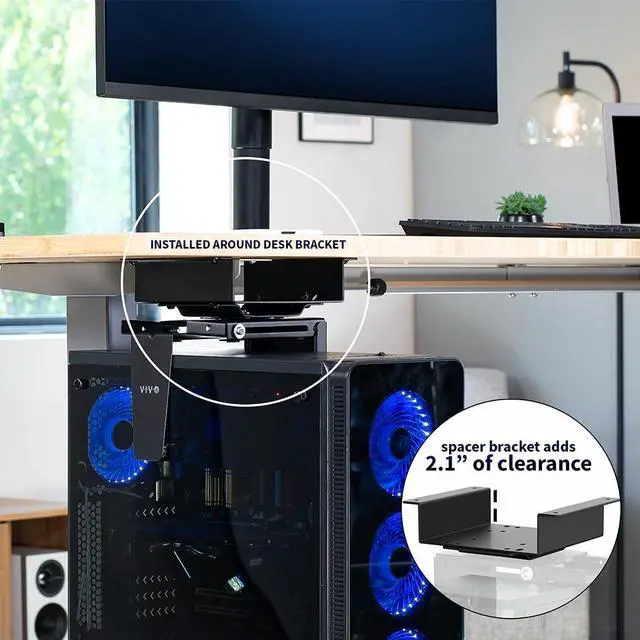 Alt view image 2 of 7 - VIVO Under-Desk and Wall PC Mount, Computer Case Holder with Spacer Bracket