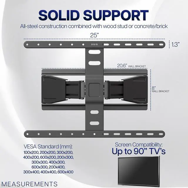 Alt view image 3 of 7 - VIVO Low Profile Telescoping TV Wall Mount for up to 90" Screens