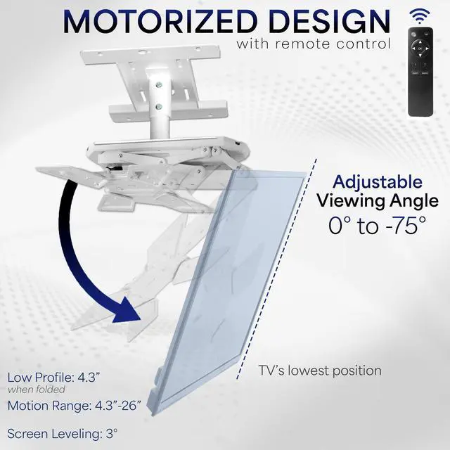 Alt view image 5 of 7 - VIVO White Electric Motorized Flip Down Drop Ceiling TV Mount, 23" to 55" Screen