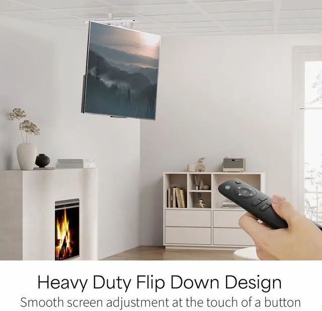 Alt view image 7 of 7 - VIVO White Electric Motorized Flip Down Drop Ceiling TV Mount, 23" to 55" Screen