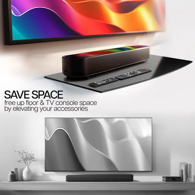 Alt view image 6 of 7 - VIVO Floating Wall Mount 14" Tempered Glass Shelf for DVD Player, Game System, Audio