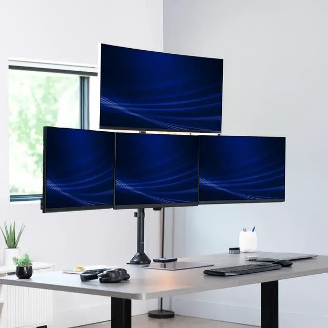 Alt view image 2 of 7 - VIVO Telescoping Extra Tall Quad Ultrawide 27" to 38" Monitor Desk Mount