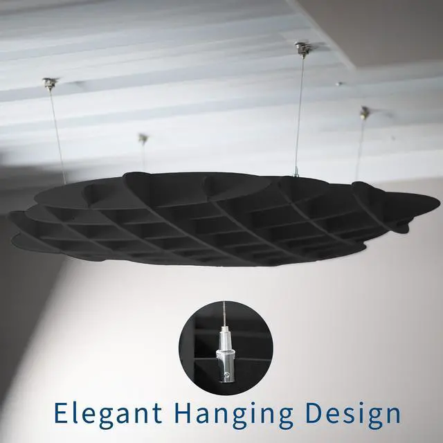 Alt view image 6 of 7 - VIVO Black Acoustic Ceiling Waffle Panel