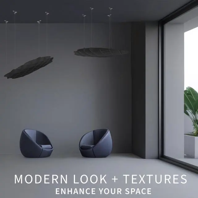 Alt view image 7 of 7 - VIVO Black Acoustic Ceiling Waffle Panel