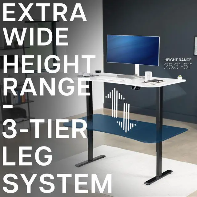 Alt view image 4 of 7 - VIVO Electric 63" x 32" Stand Up Desk Workstation, White Table Top, Black Frame