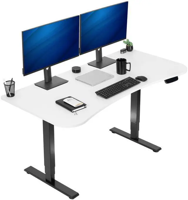 Main image of VIVO Electric 63" x 32" Stand Up Desk Workstation, White Table Top, Black Frame