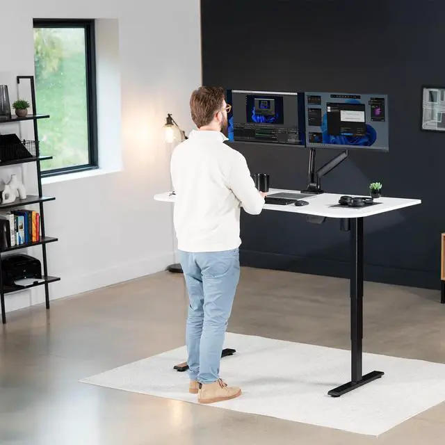 Alt view image 6 of 7 - VIVO Electric 63" x 32" Stand Up Desk Workstation, White Table Top, Black Frame