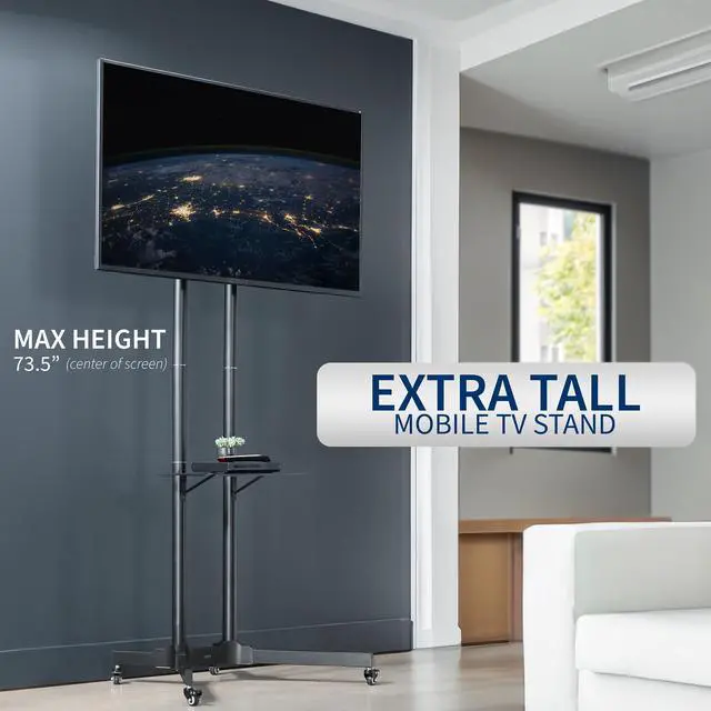 Alt view image 2 of 7 - VIVO Tall Mobile TV Cart for 32" to 83" LCD LED Plasma Flat Panel Stand w/Wheels