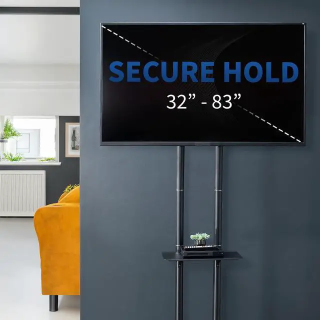 Alt view image 4 of 7 - VIVO Tall Mobile TV Cart for 32" to 83" LCD LED Plasma Flat Panel Stand w/Wheels