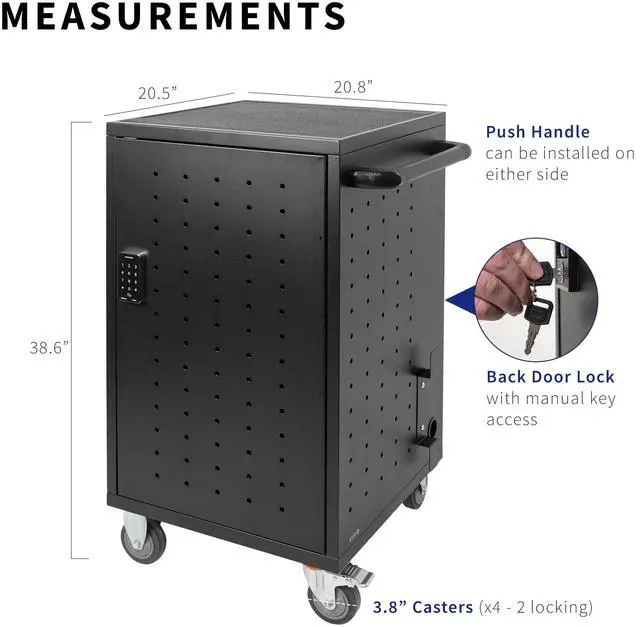 Alt view image 3 of 7 - VIVO Black 30-Bay Laptop and Tablet Charging Station Cart With Keypad Lock