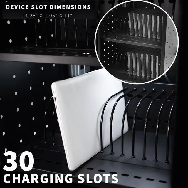 Alt view image 5 of 7 - VIVO Black 30-Bay Laptop and Tablet Charging Station Cart With Keypad Lock