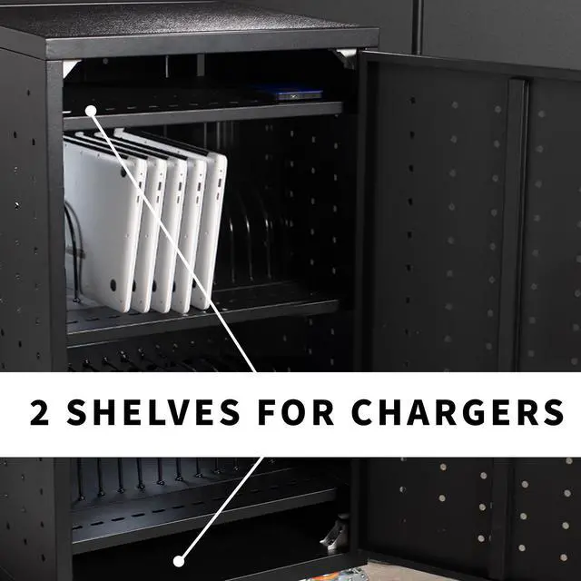 Alt view image 6 of 7 - VIVO Black 30-Bay Laptop and Tablet Charging Station Cart With Keypad Lock