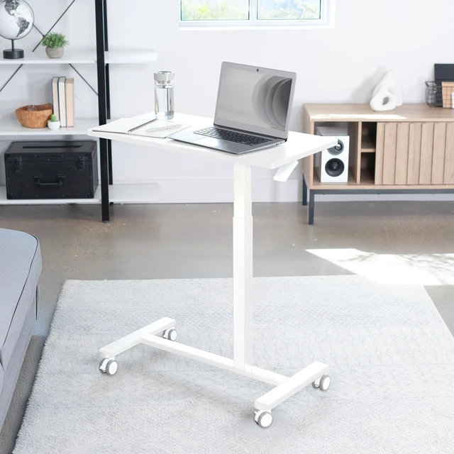 Alt view image 2 of 7 - VIVO Pneumatic 32" x 16" Over Sofa Laptop Table, Mobile Desktop, White