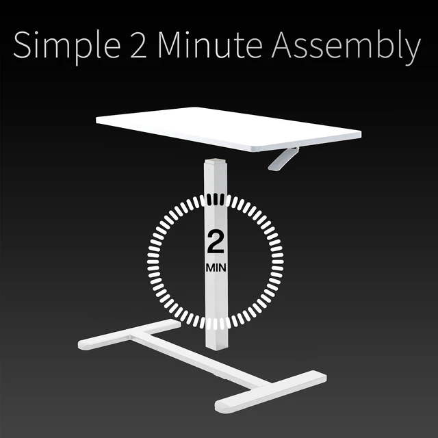 Alt view image 6 of 7 - VIVO Pneumatic 32" x 16" Over Sofa Laptop Table, Mobile Desktop, White