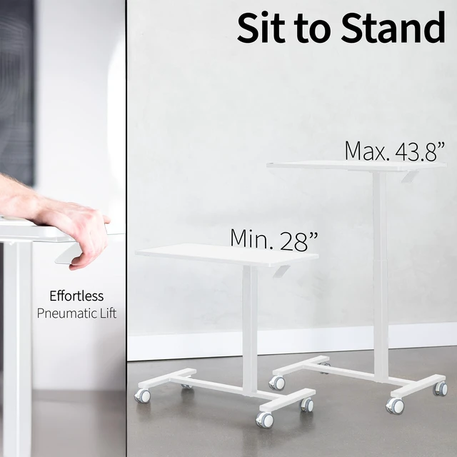 Alt view image 5 of 7 - VIVO Pneumatic 32" x 16" Over Sofa Laptop Table, Mobile Desktop, White