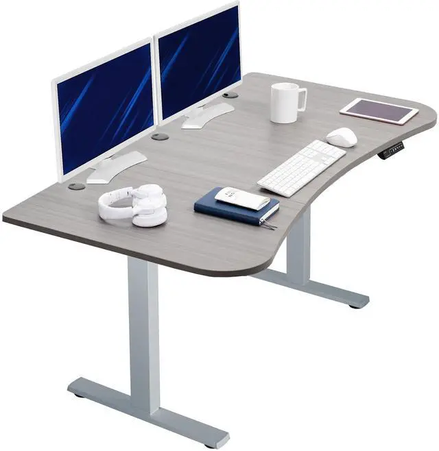 Main image of VIVO Electric 63 x 32 Stand Up Desk, Dark Gray Table Top, Gray Frame