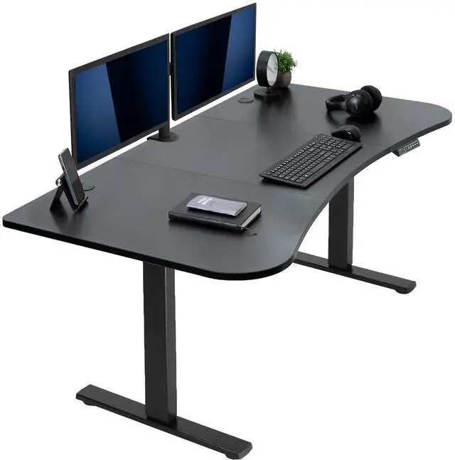 Main image of VIVO Electric 63 x 32 Standup Desk, Black Carbon Fiber Tabletop, Black Frame