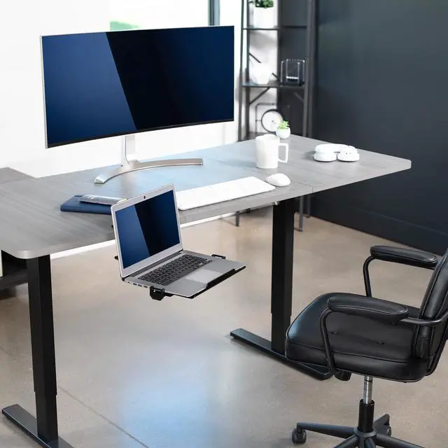 Alt view image 2 of 7 - VIVO Clamp-on 12 x 9 inch Rotating Laptop Tray for Office Desk