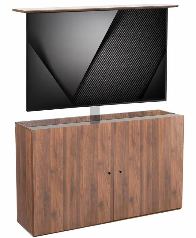 Main image of VIVO Walnut TV Cabinet with Motorized Vertical Lift, Holds 32 to 55 inch TVs