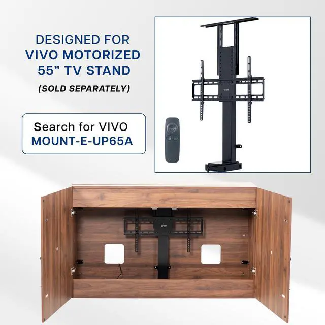 Alt view image 2 of 7 - VIVO Walnut TV Cabinet with Motorized Vertical Lift, Holds 32 to 55 inch TVs