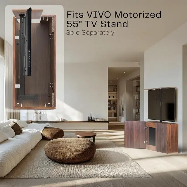 Alt view image 6 of 7 - VIVO Walnut TV Cabinet with Motorized Vertical Lift, Holds 32 to 55 inch TVs