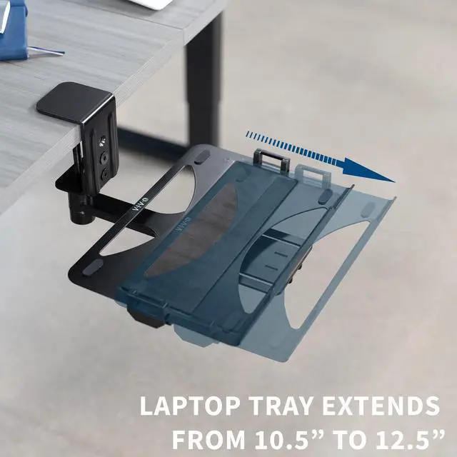 Alt view image 7 of 7 - VIVO Clamp-on 12 x 9 inch Rotating Laptop Tray for Office Desk