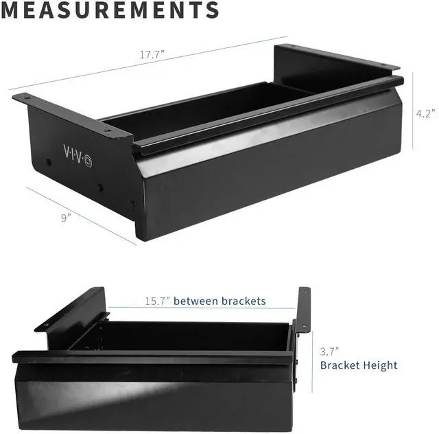 Alt view image 3 of 7 - VIVO Black Space Saving 16" Pull Out Under Desk Storage Drawer without Shell