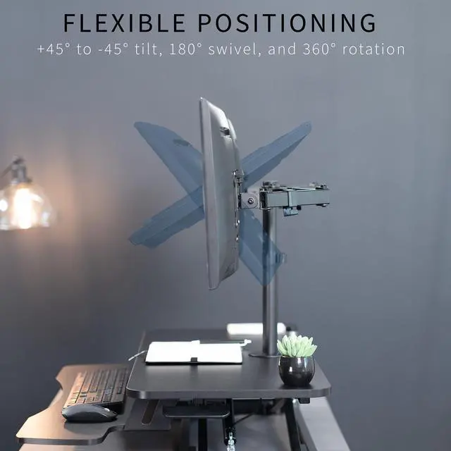 Alt view image 7 of 7 - VIVO Black 36" Standing Desk Riser with Adjustable Dual 13" to 30" Monitor Mount