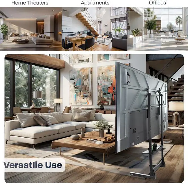 Alt view image 6 of 7 - VIVO Black Heavy Duty 100" TV Screen Floor Stand with Storage Shelf