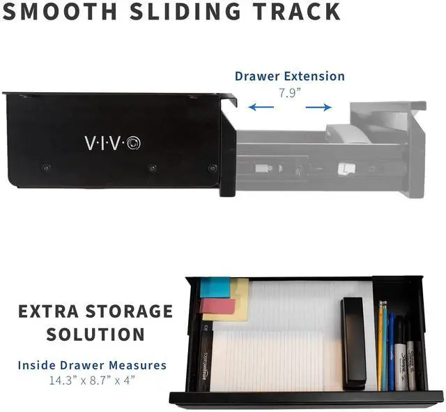 Alt view image 4 of 7 - VIVO Black Space Saving 16" Pull Out Under Desk Storage Drawer without Shell
